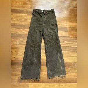 Brown Zara Marine Straight Raw Edge Hem Wide-Leg Pants